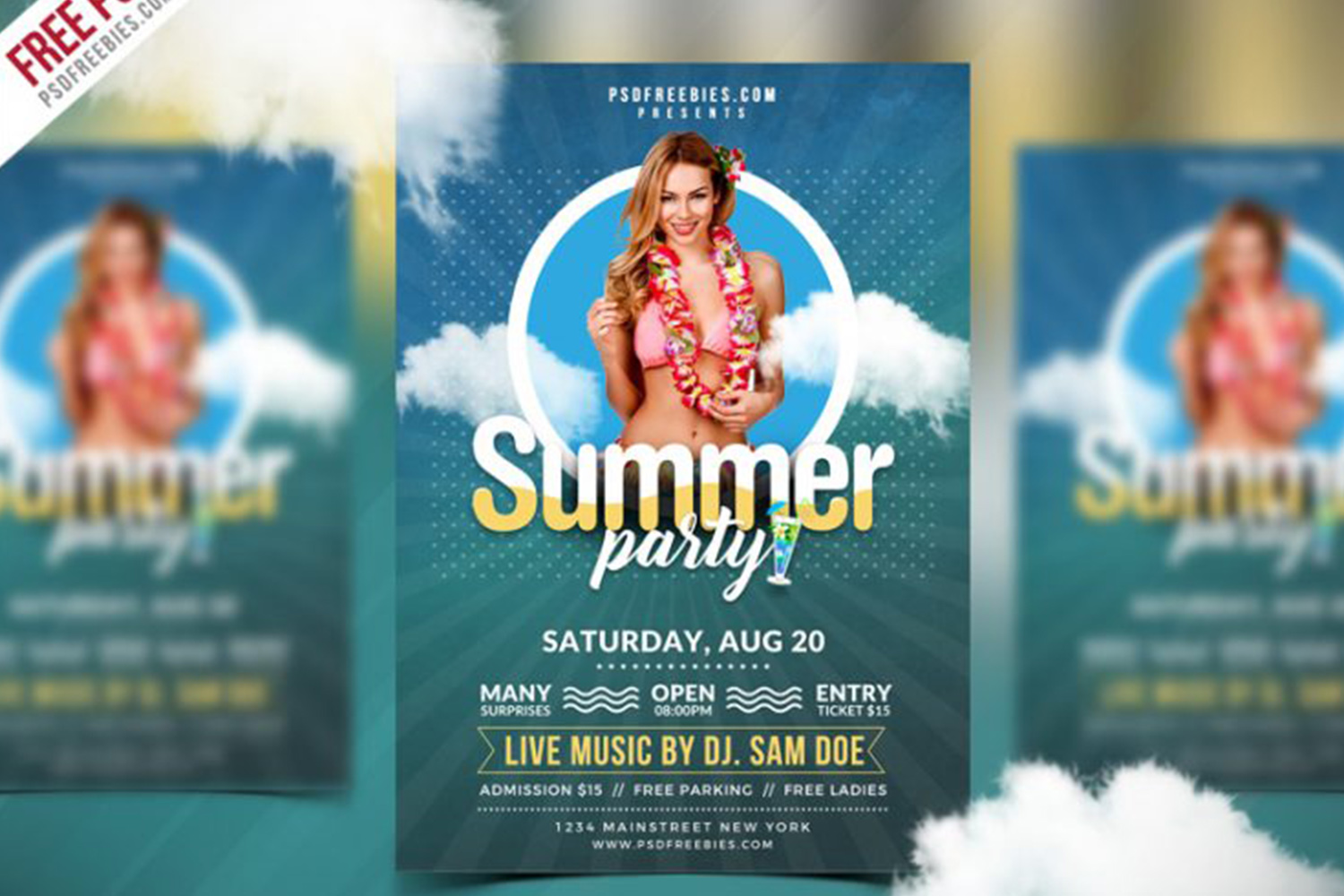 Best Free Summer Party Flyer PSD Free Download