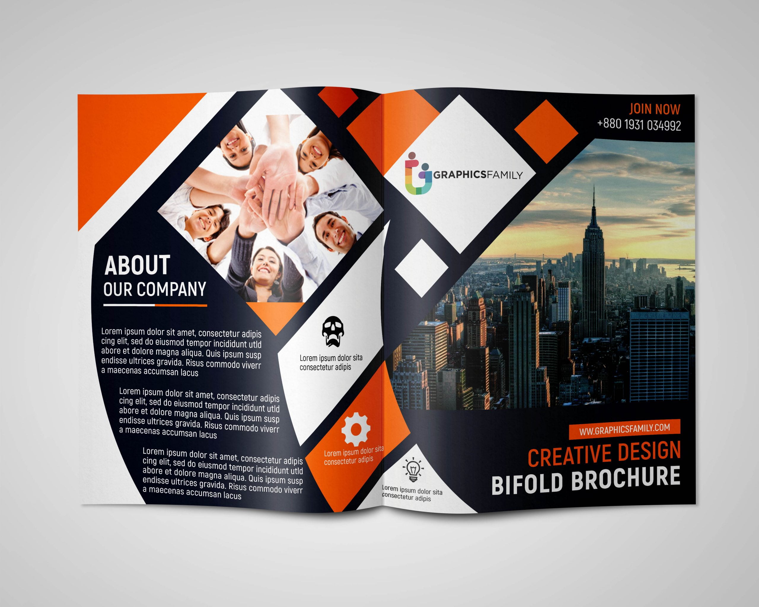 Bi-Fold Brochure Design In Abstract Style PSD Free Download
