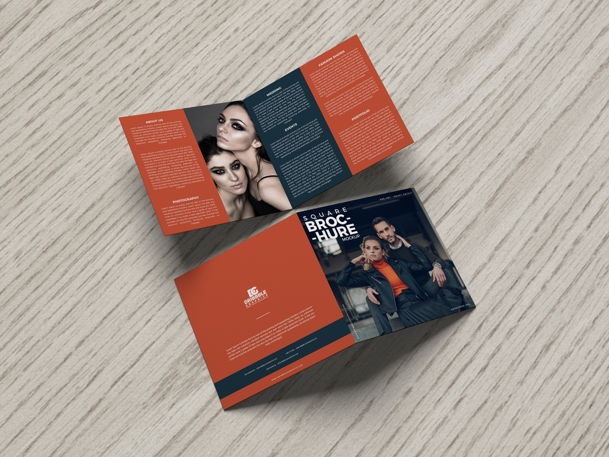 Bi-Fold Square Brochure Mockup Free Download