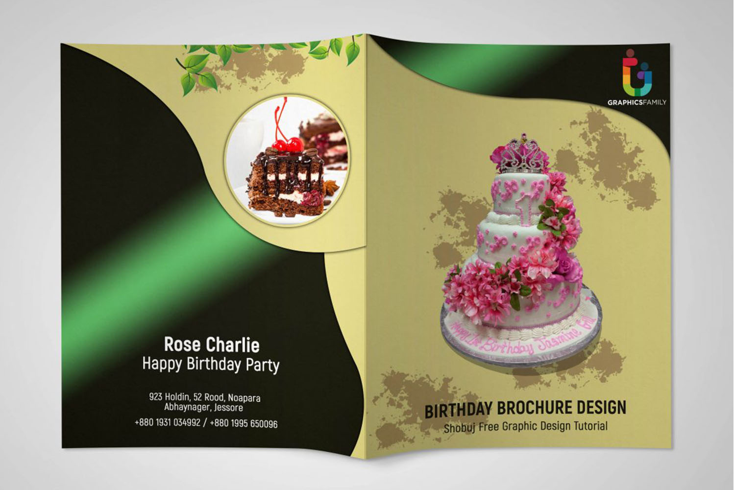 Birthday Event Bi-Fold Brochure Design PSD Free Download