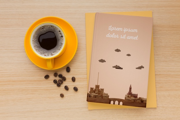 Book Cover With Cup Of Coffee Mockup Free Download