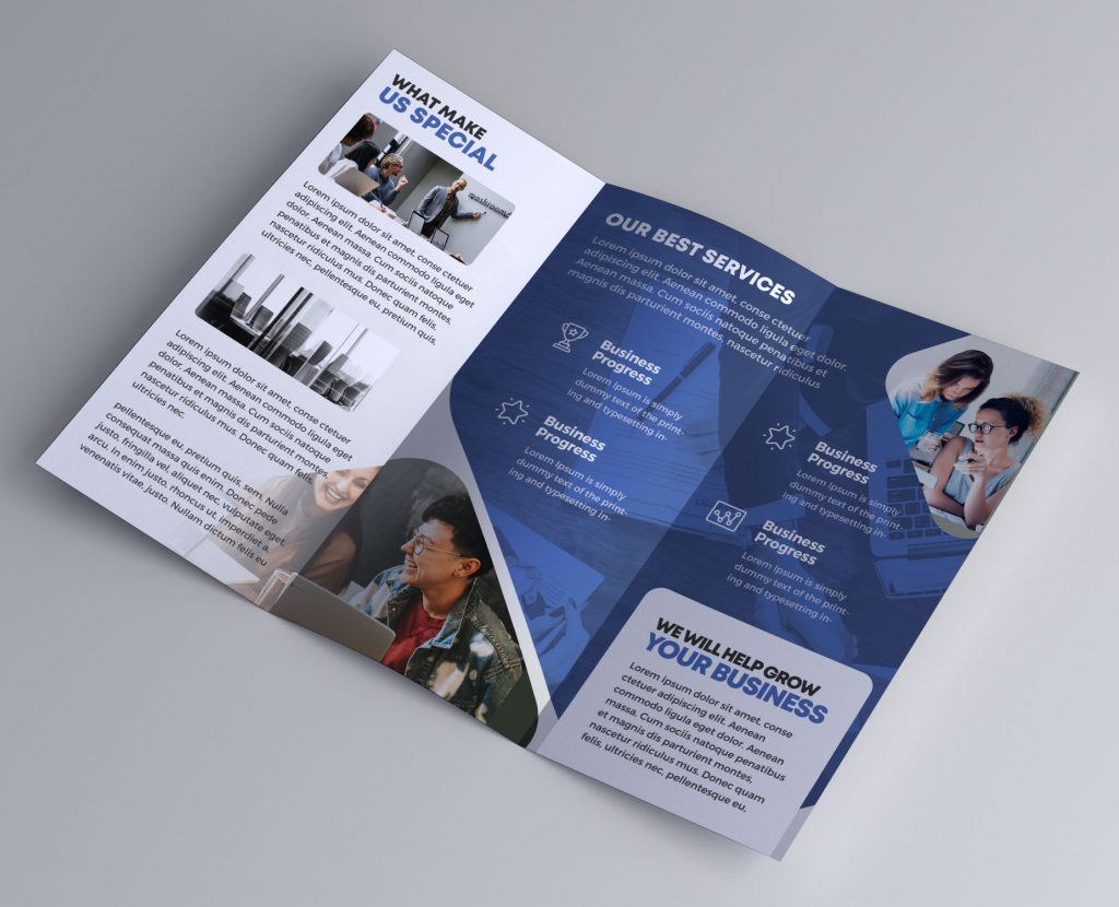 Business Marketing Tri-Fold Brochure Design PSD Free Download