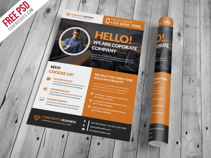 Corporate and Clean Business Flyer PSD Free Download