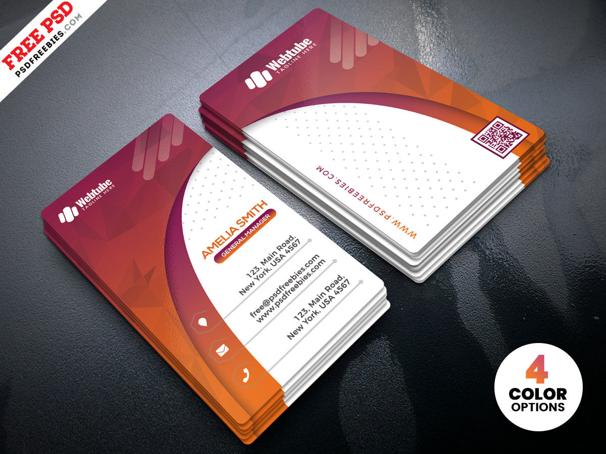 Designer Vertical Business Card PSD Free Download