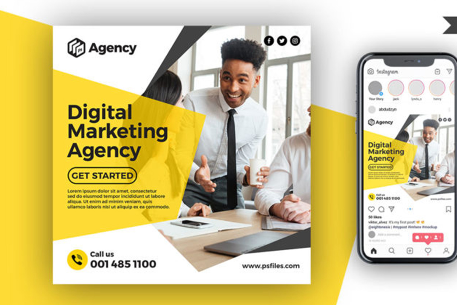Digital Marketing Agency Social Post Design Template PSD Free Download