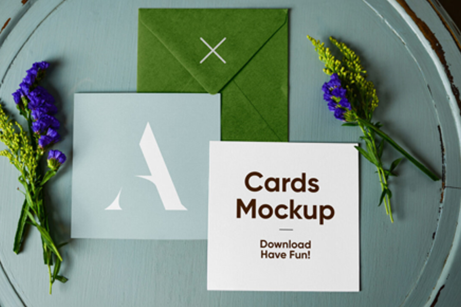 Envelope with Cards Mockup Free Download
