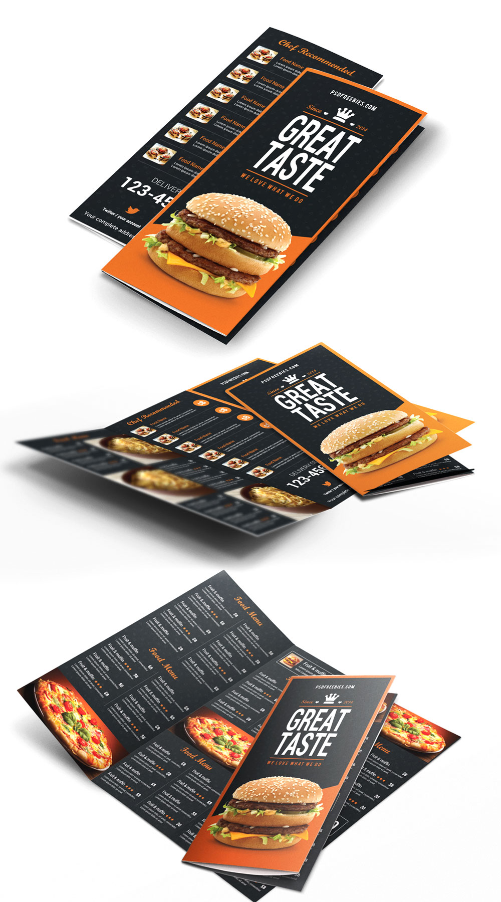 Fast Food Menu Trifold Brochure PSD Free Download