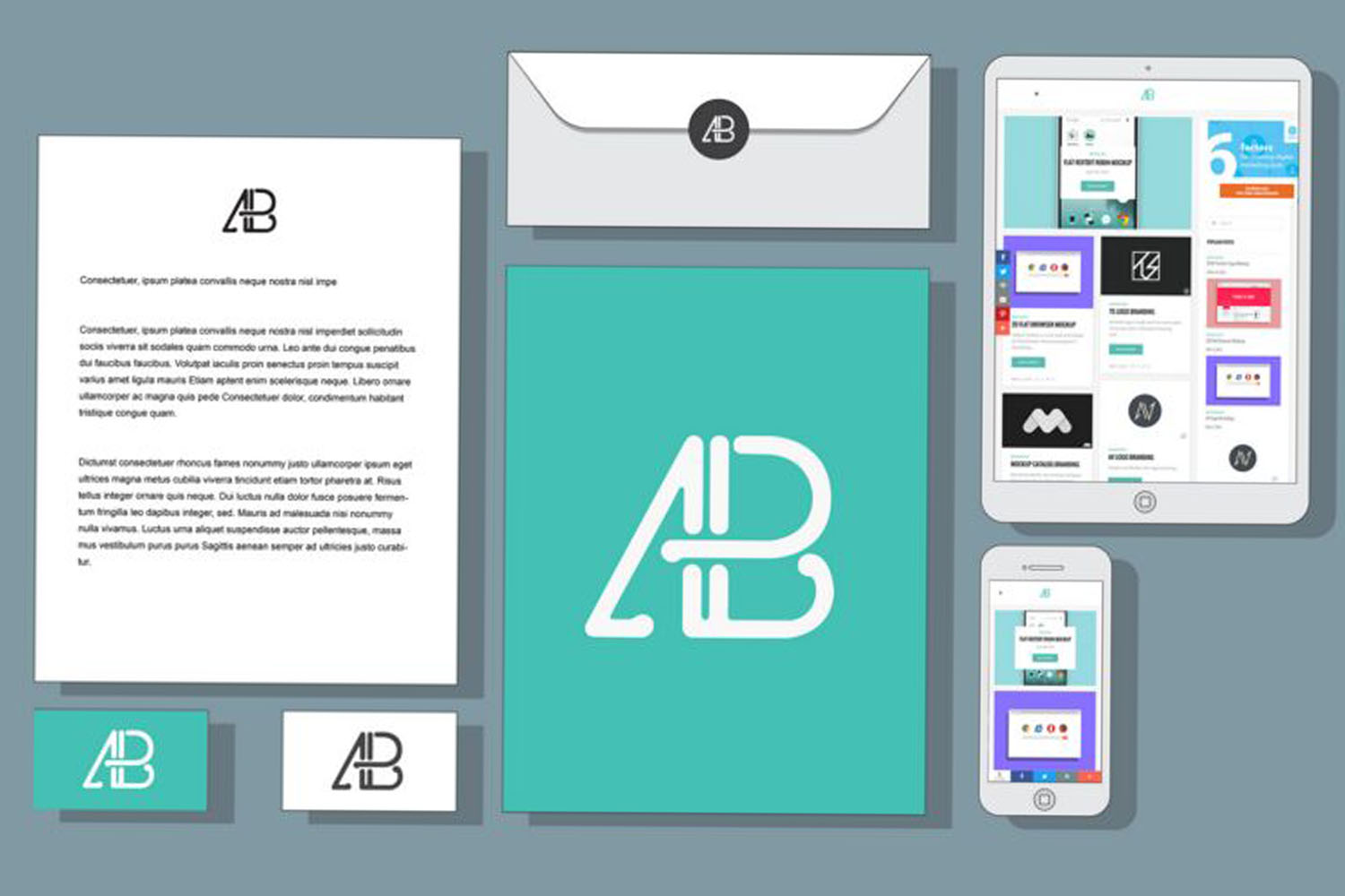Flat 2D Branding and Identity mockup Free Download