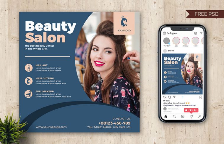 Beauty Parlour Salon Social Ad Post Template PSD Free Download