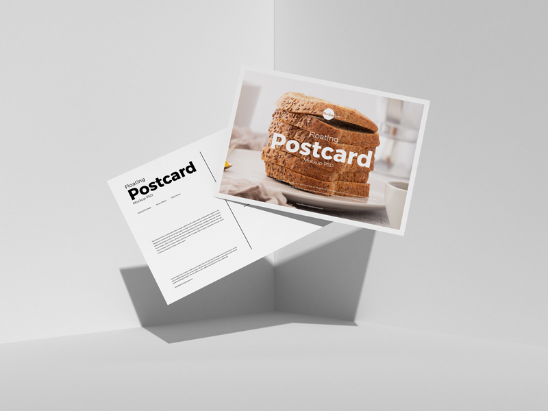Floating Postcard Mockup Free Download