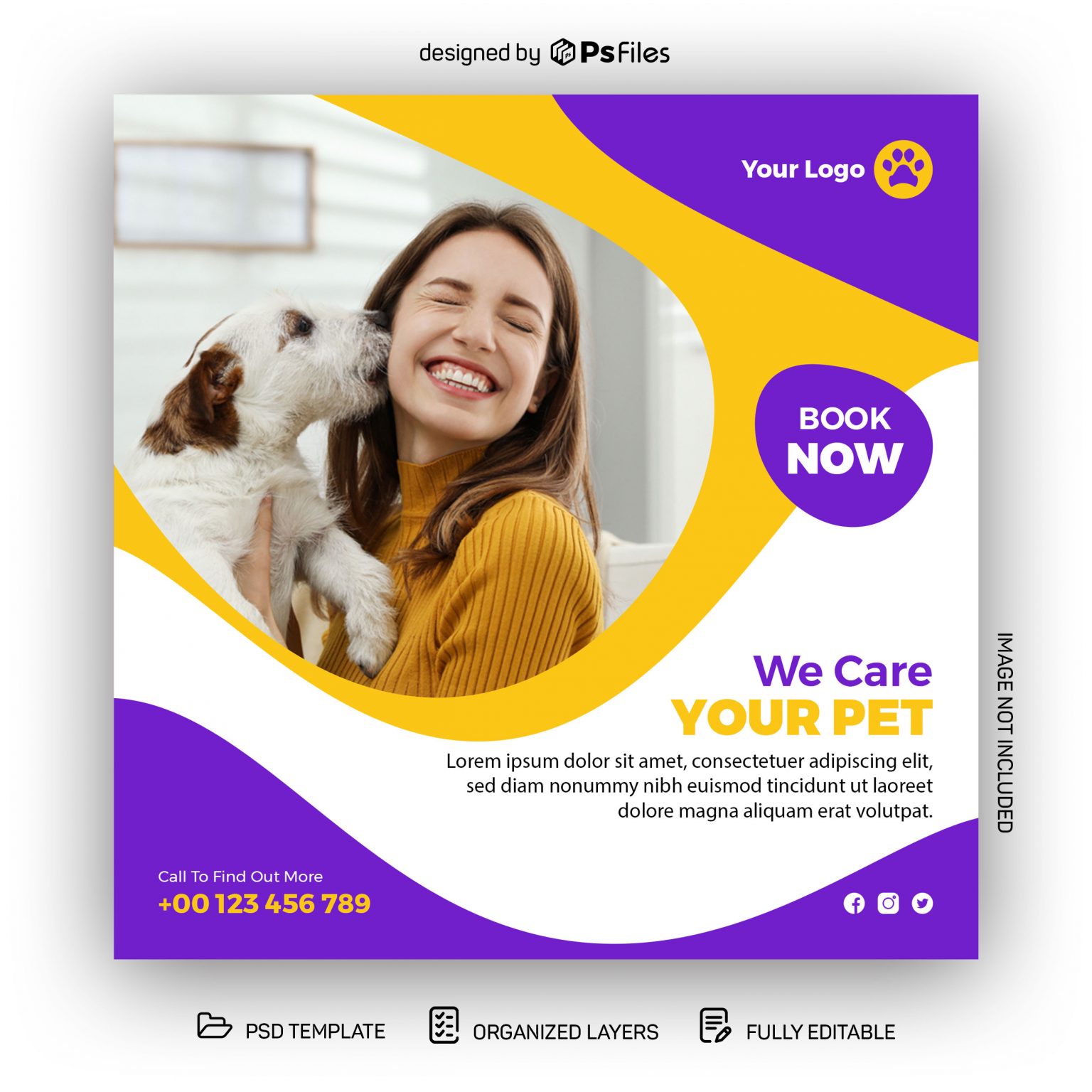 Pets Care Center Instagram Post Design Template PSD Free Download