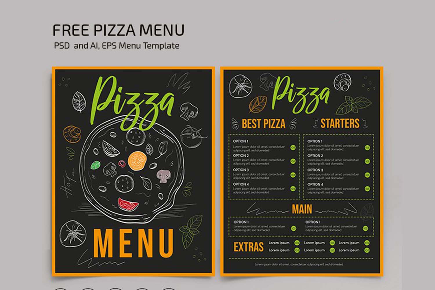 Free Pizza Menu Card PSD Free Download