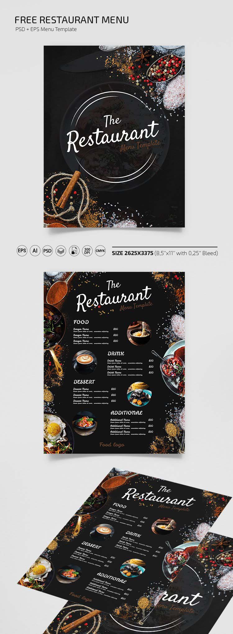 Free Restaurant Menu Design PSD Free Download