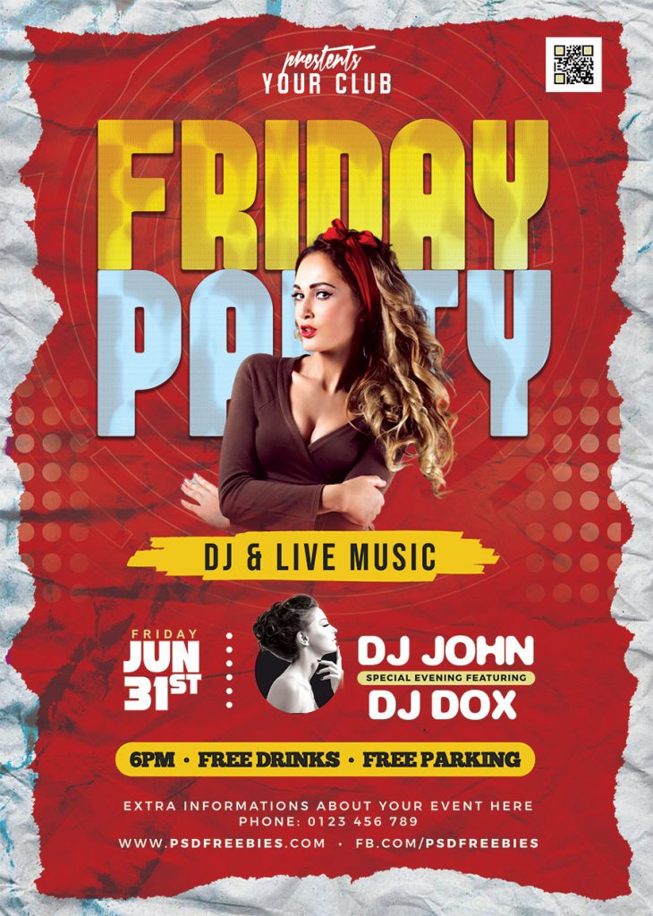 Friday Night Club Party Flyer Free PSD Free Download
