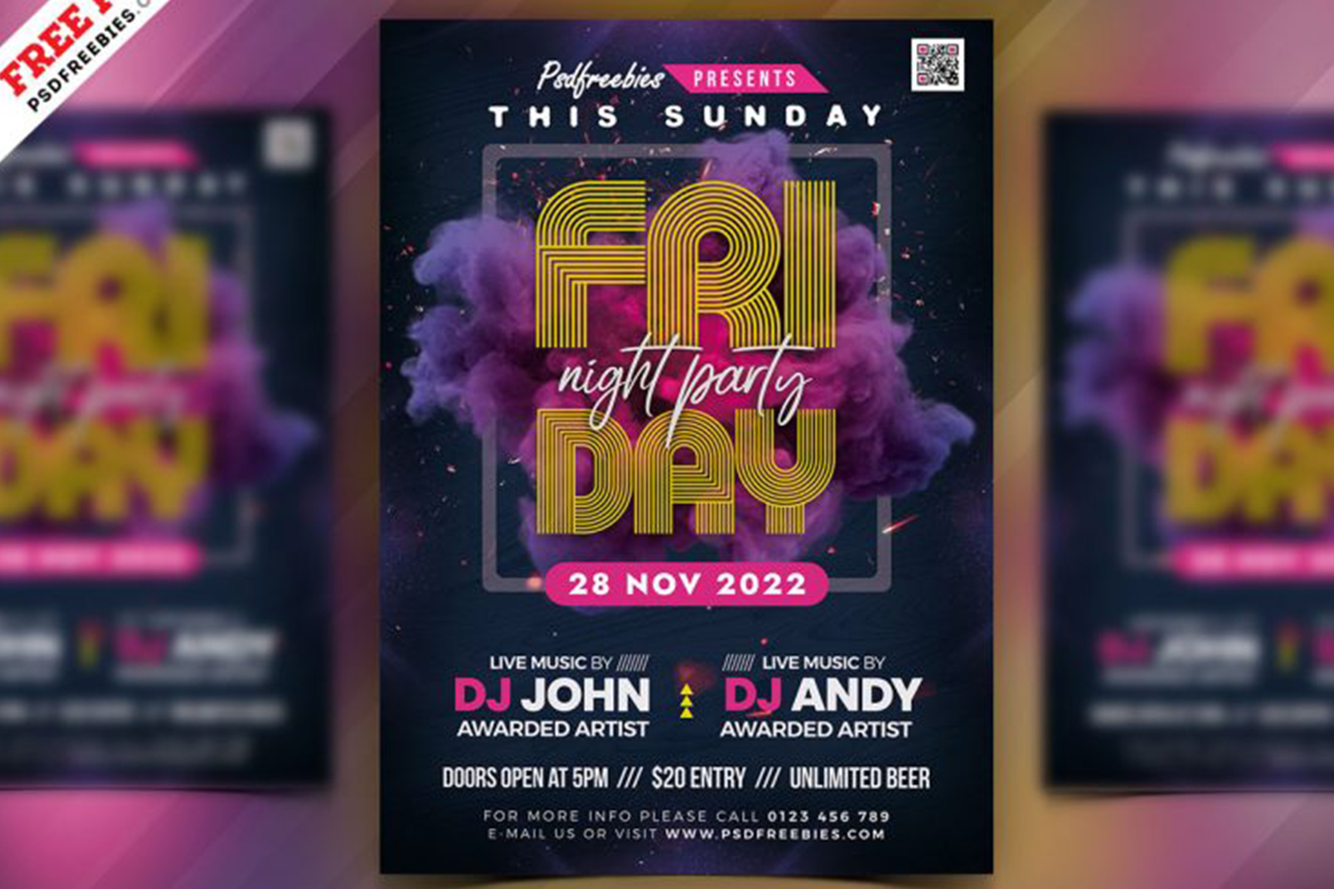 Friday Night Club Party Flyer PSD Free Download