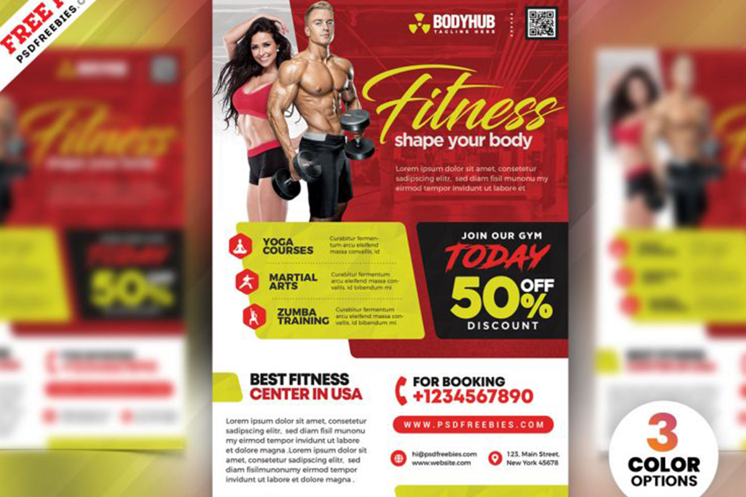 Gym Fitness Center Flyer PSD Free Download