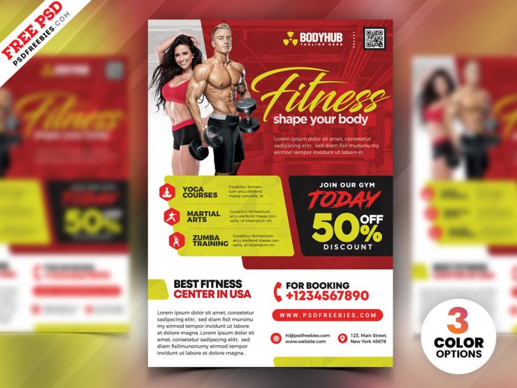 Gym Fitness Center Flyer PSD Free Download