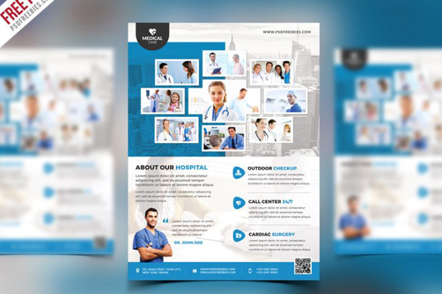 Health Clinic and Hospital Flyer PSD Free Download