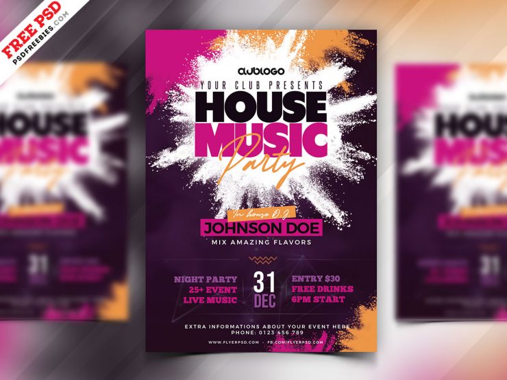 House Music Party Flyer Design PSD Free Download
