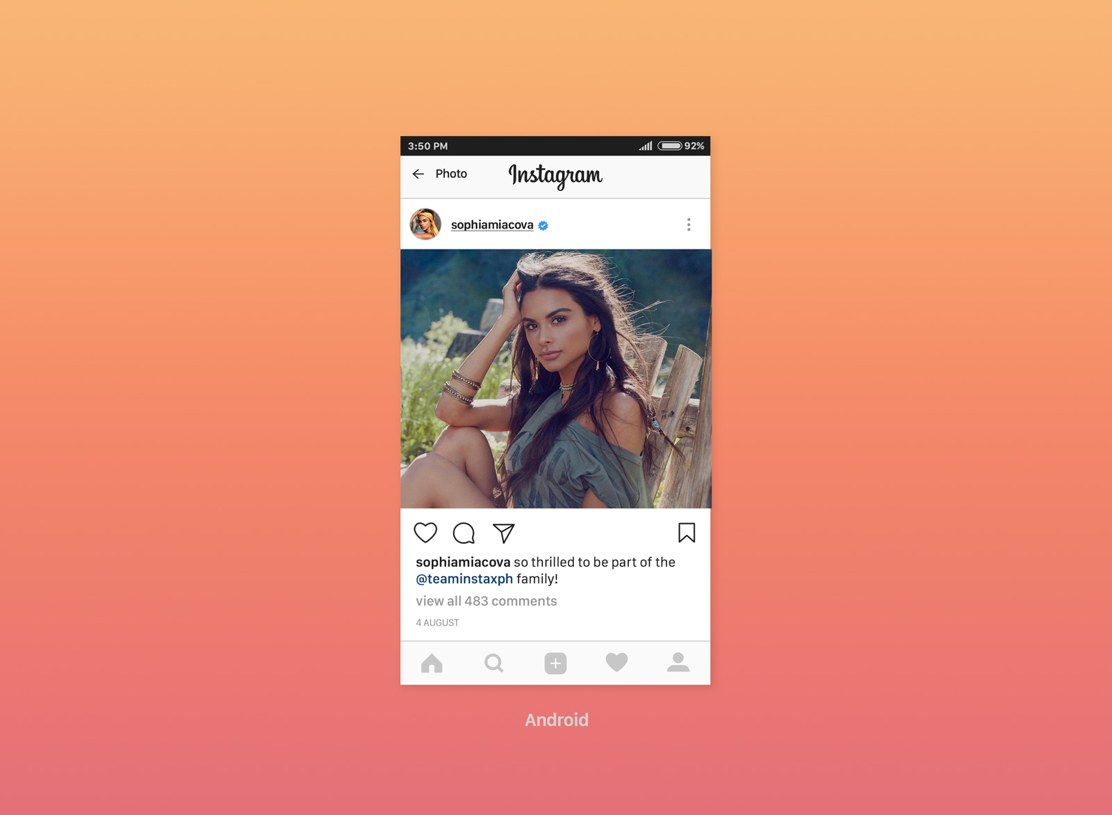 Instagram Feed Screen UI Mockup Free Download