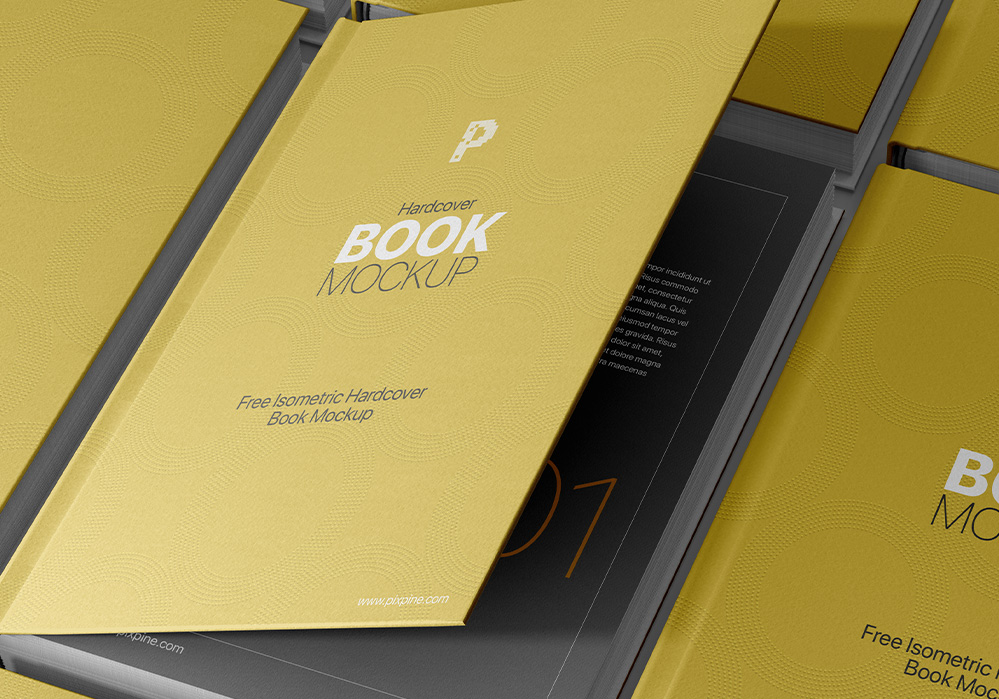 Isometric Hardcover Book Mockup Free Download