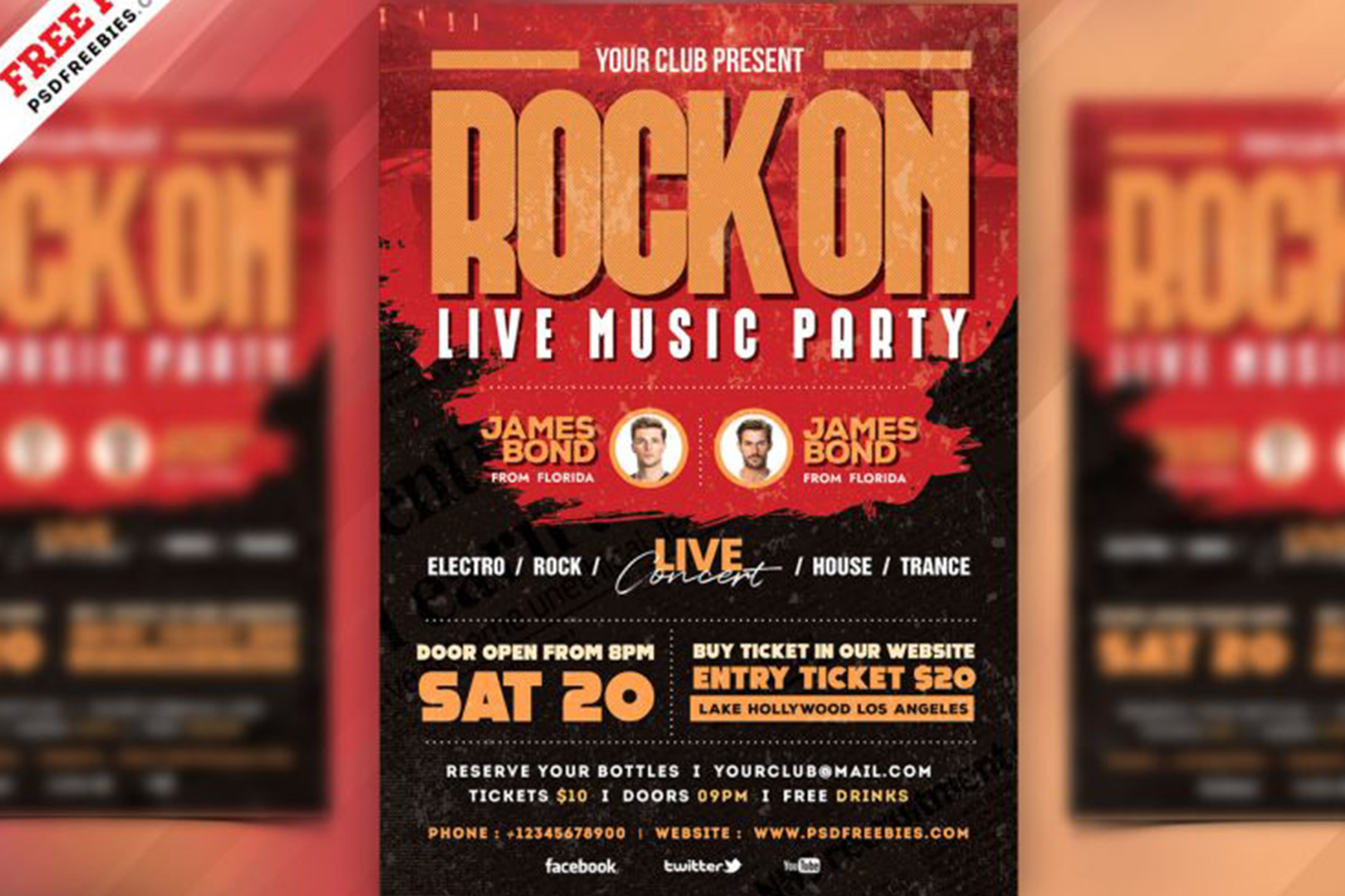 Live Rock Music Event Flyer PSD Free Download