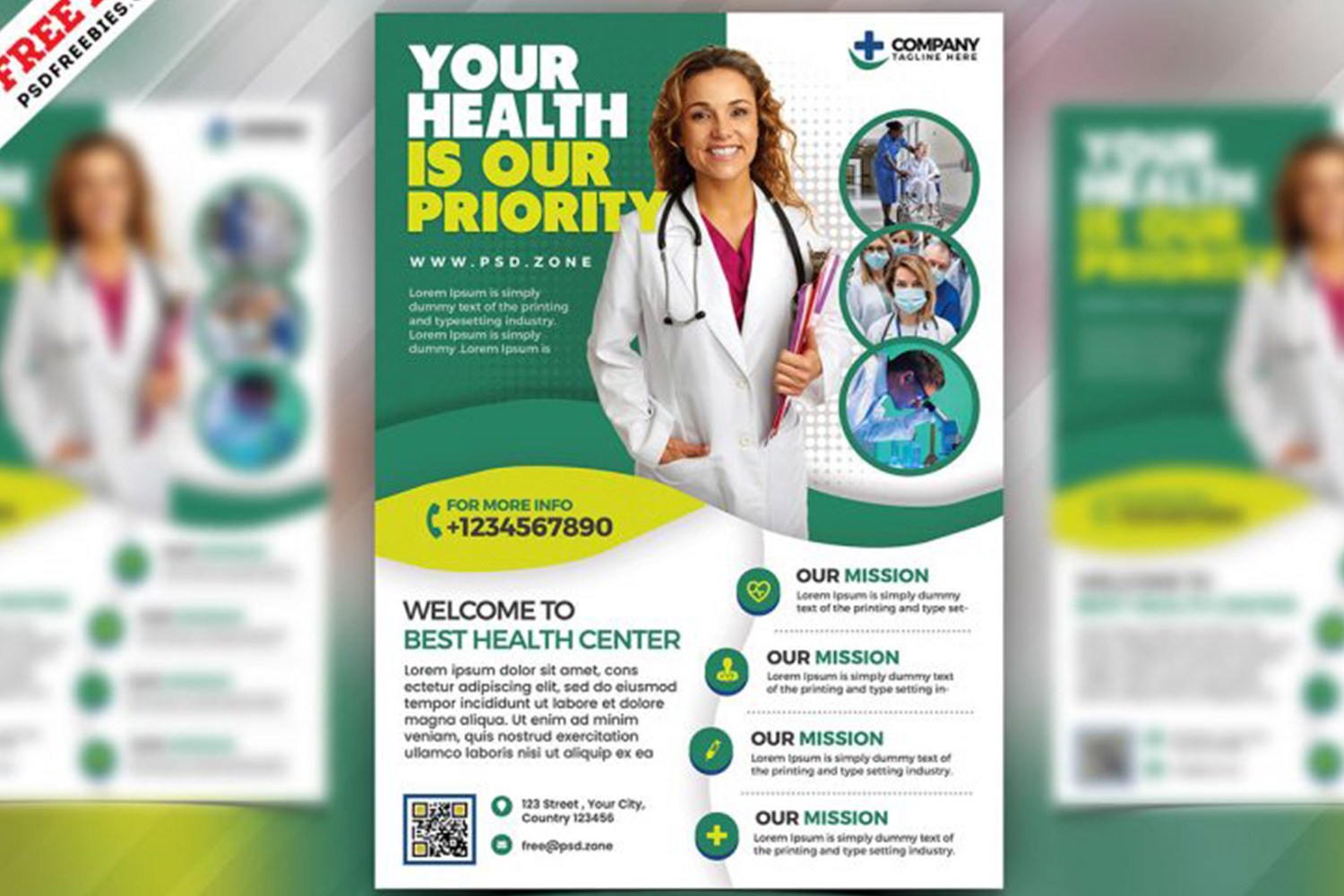 Medical Care and Hospital Flyer PSD Free Download