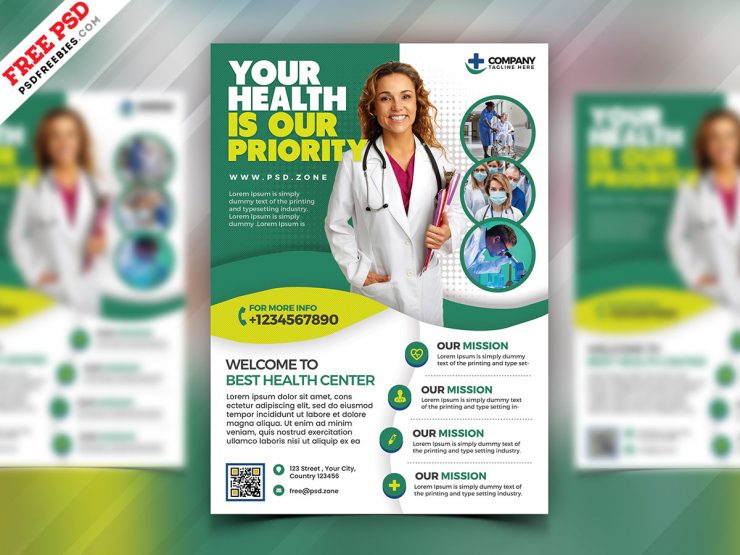 Medical Care and Hospital Flyer Free Download