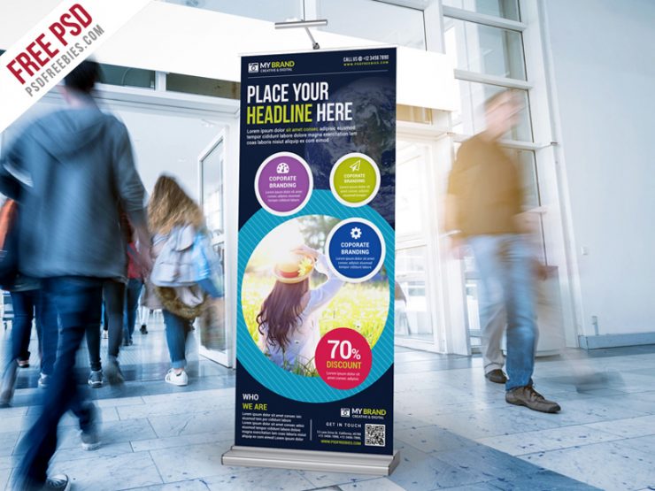 Multipurpose Advertising Roll-Up Banner PSD Free Download