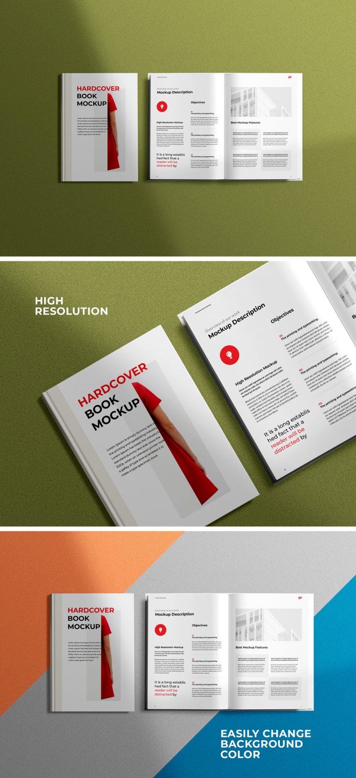 Opened Hardcover Book Mockup Free Download