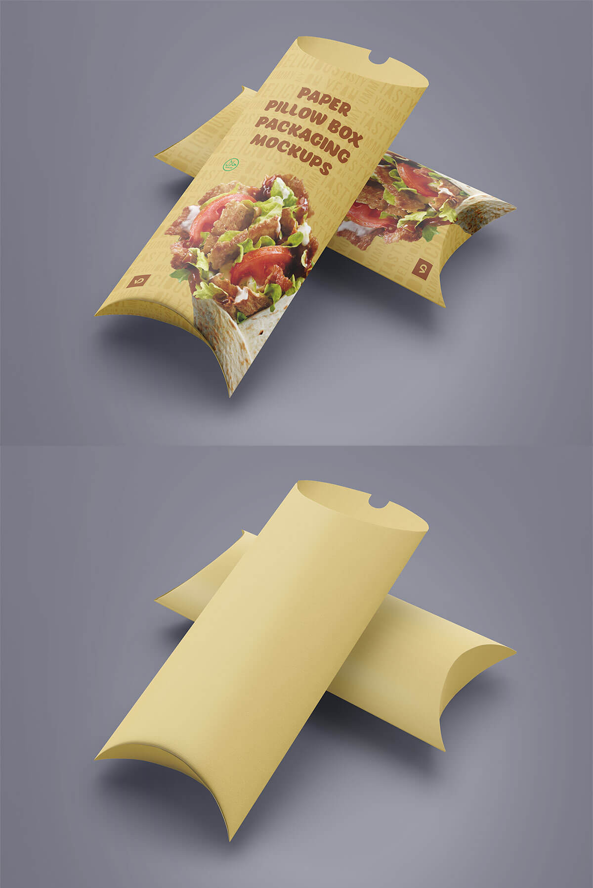 Paper Pillow Box Packaging Mockup Free Download