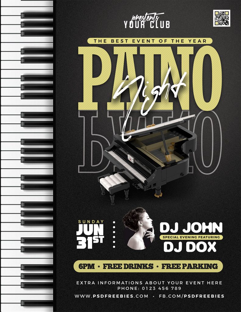 Piano Music Concert Flyer PSD Free Download