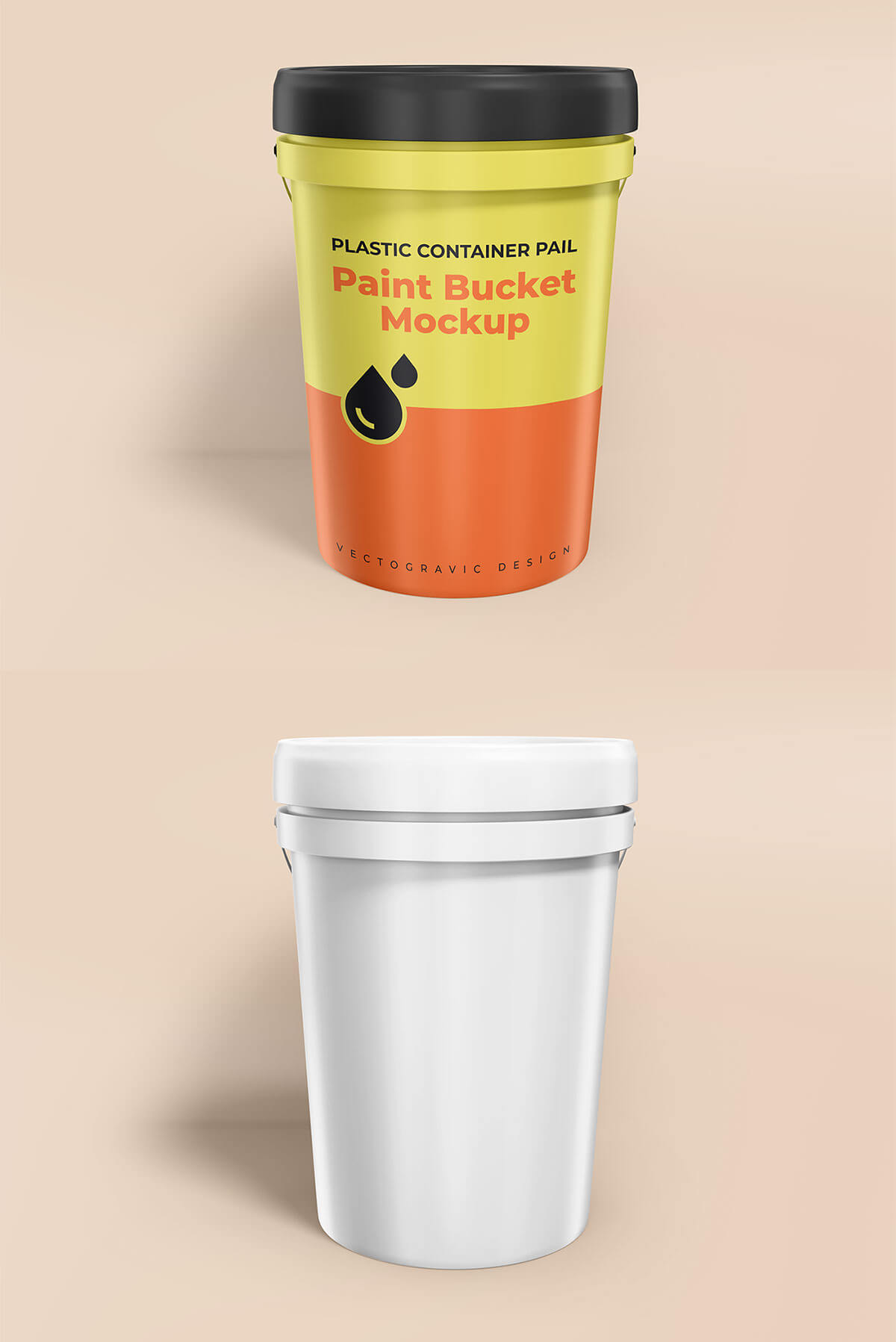 Plastic Container Gallon Paint Pail Mockup Free Download