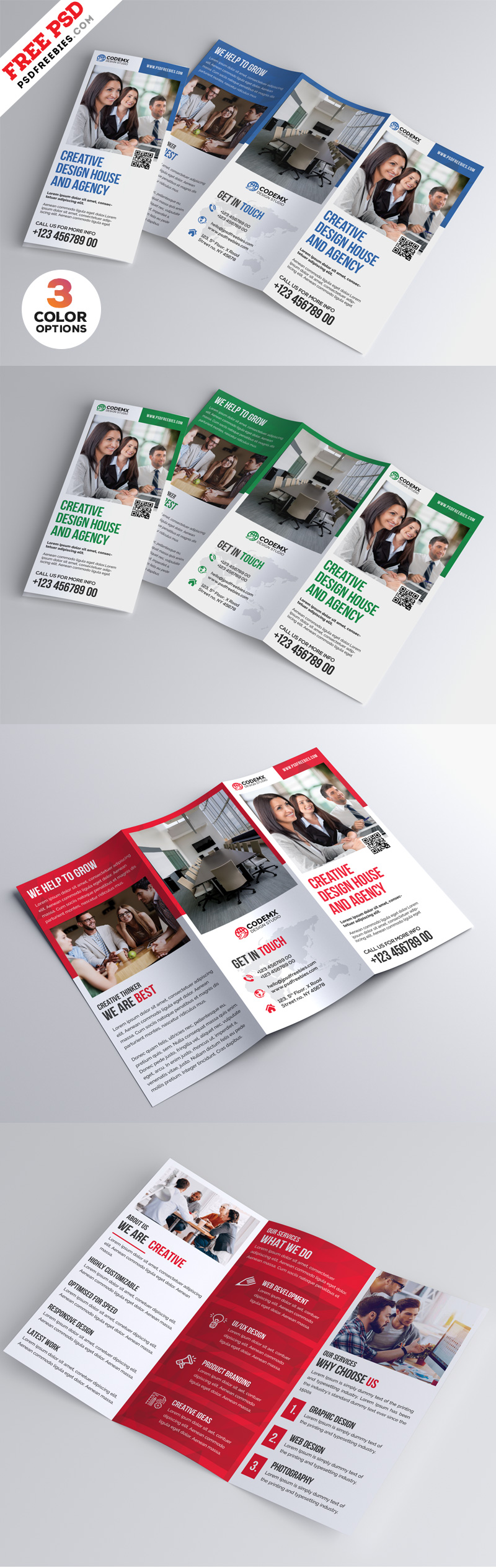 Professional A4 Tri-fold Brochure PSD Free Download
