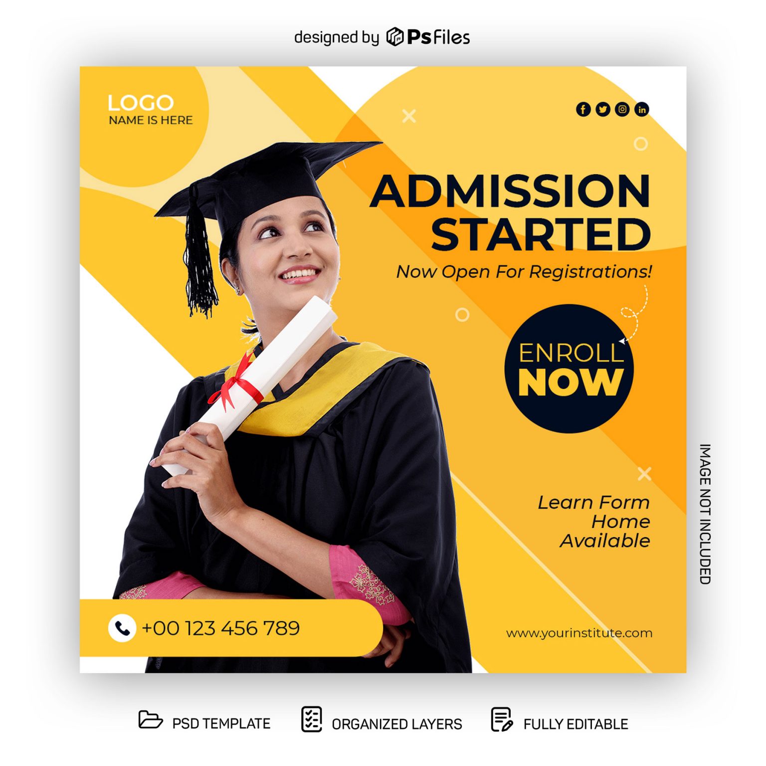 College Admission Instagram Post Design Template PSD Free Download