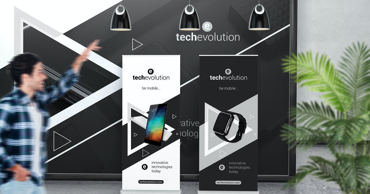ROLL UP BANNER STAND MOCKUP FREE DOWNLOD
