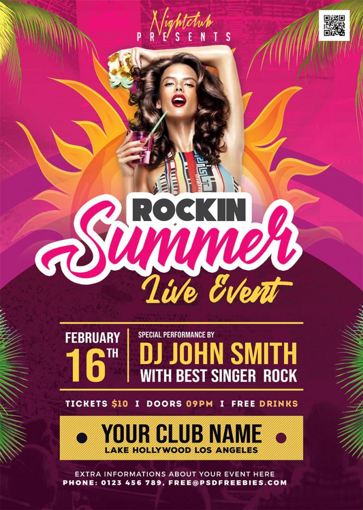 Rockin Summer Party Flyer PSD Free Download