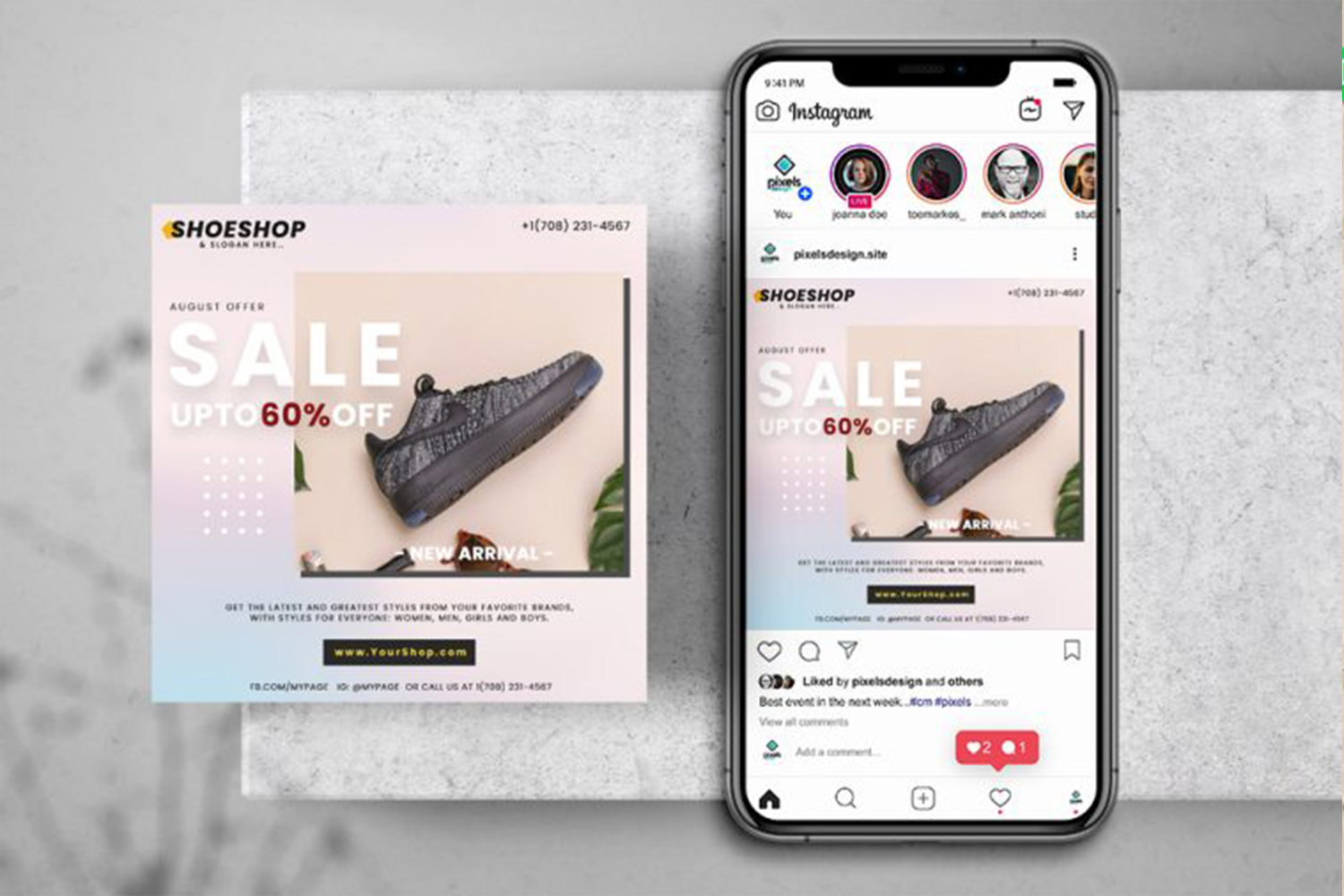 Shoes Sale Instagram Banner Template PSD Free Download