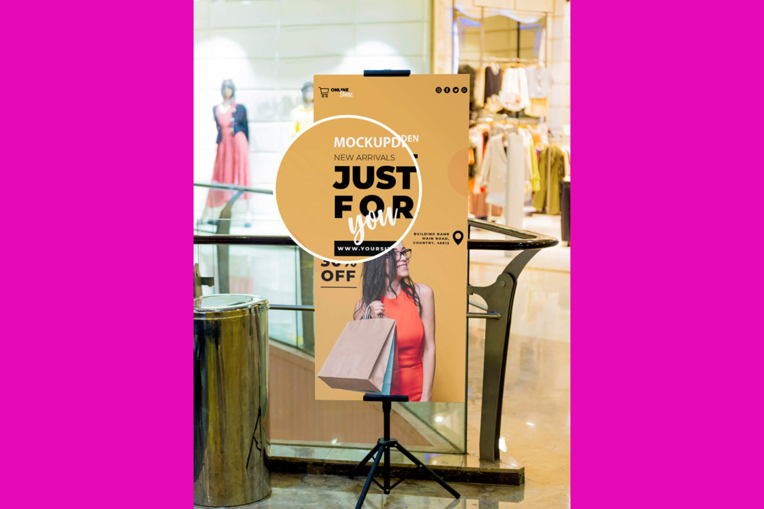 Shopping Mall Indoor Banner mockup Free Download