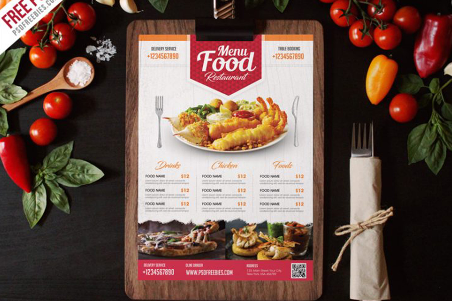 Simple Restaurant Food Menu Flyer PSD Free Download