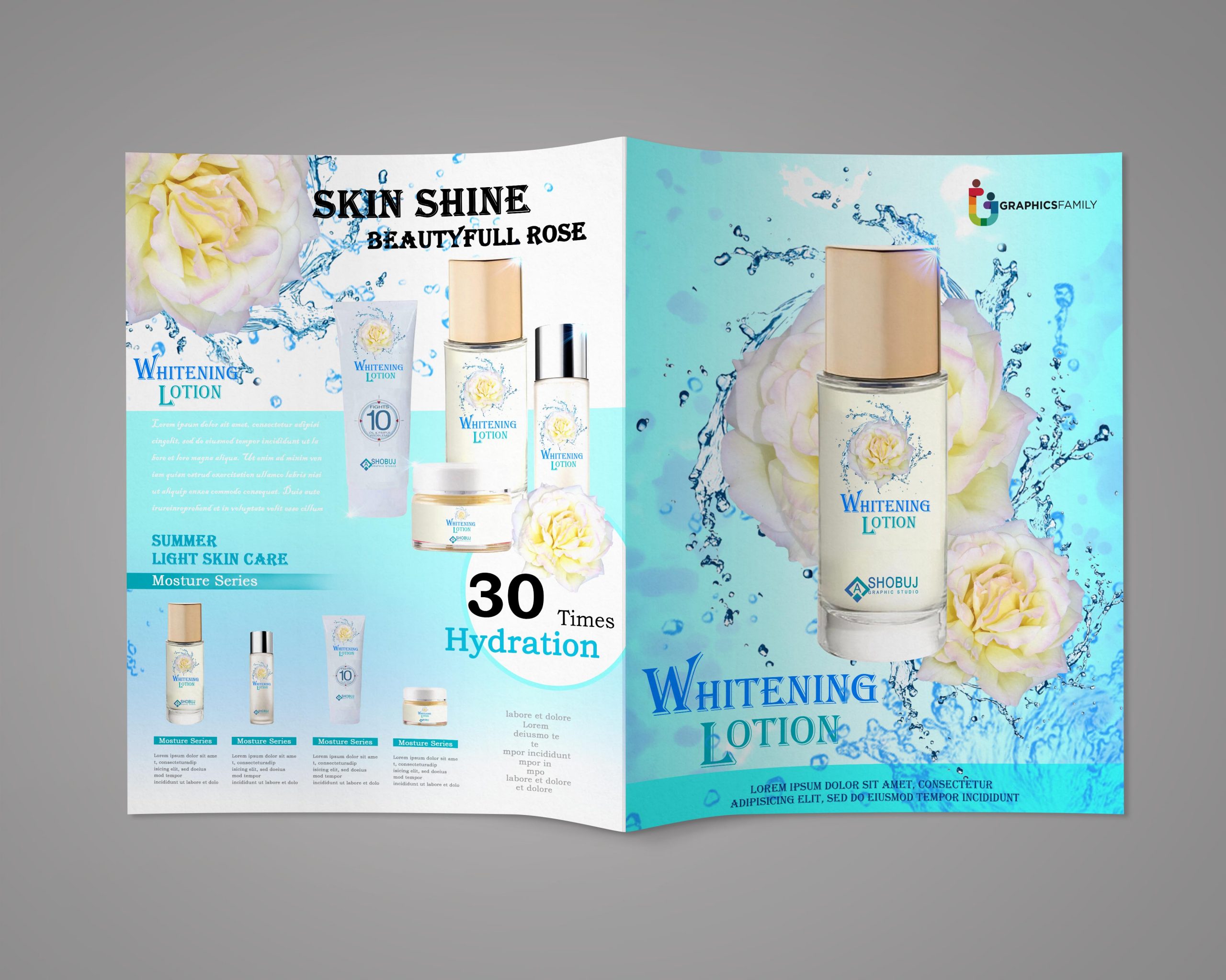 Skin Care Lotion Bi-Fold Brochure Template PSD Free Download