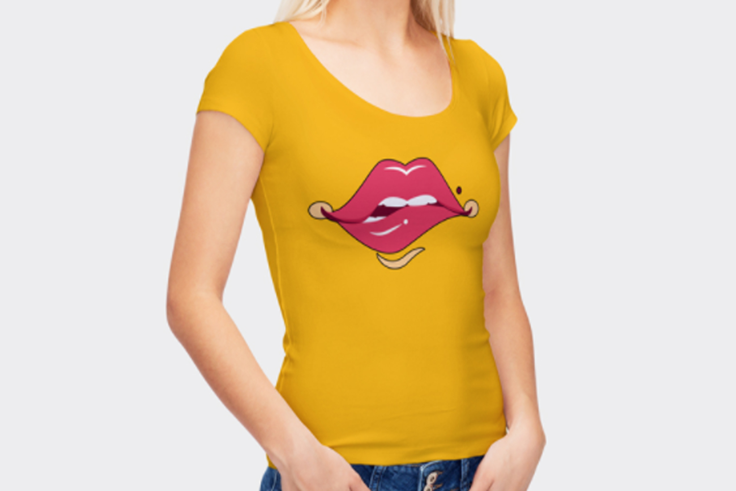 Smart Girl Wearing T-Shirt Mockup Free Download
