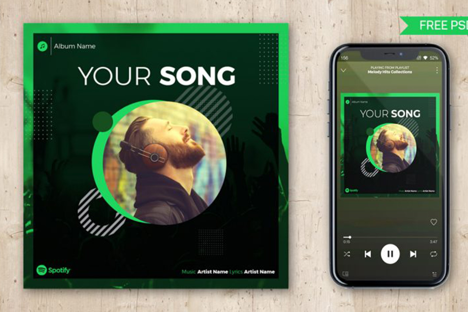 Spotify Album Cover Template PSD Free Download
