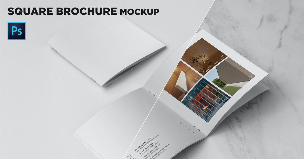 Square Brochure Cover & Open Pages Mockup Free Download