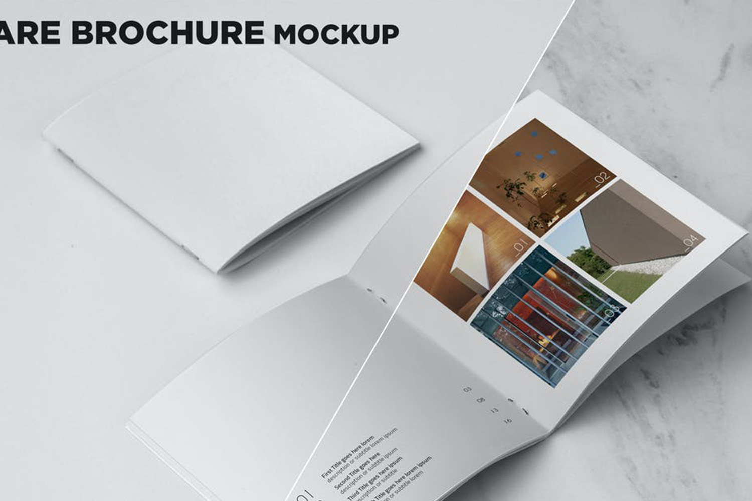 Square Brochure Cover & Open Pages Mockup Free Download