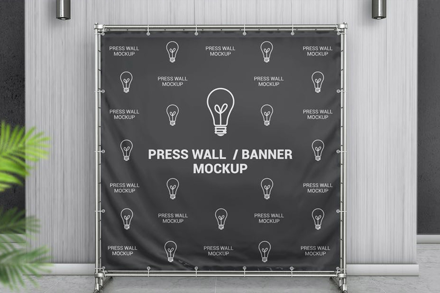 Square Press Wall Stand Banner Mockup Free Download
