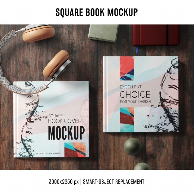 Square book mockup Free Download