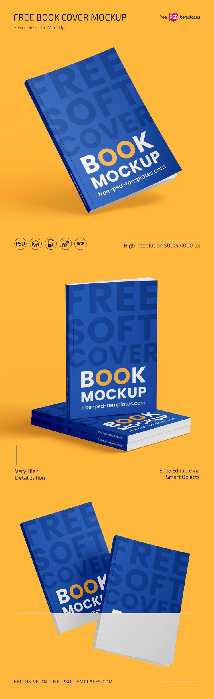 Standing Softcover Book Mockup Free Download
