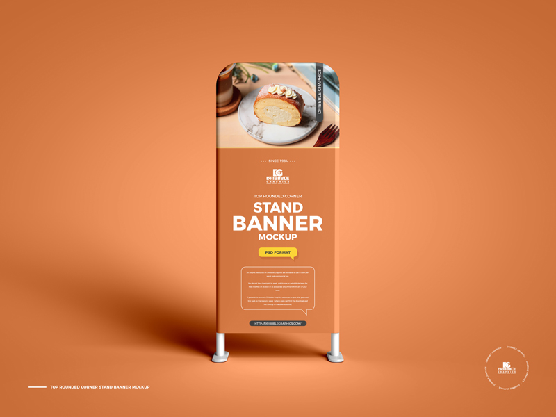 Top Rounded Corner Stand Banner Mockup Free Download