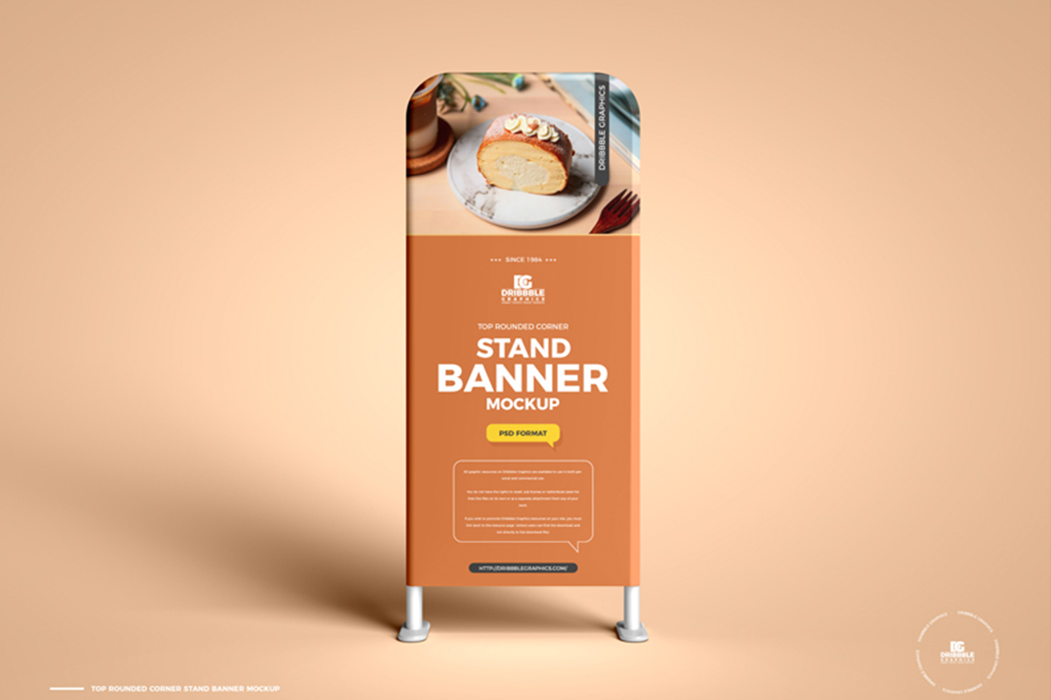 Top Rounded Corner Stand Banner Mockup Free Download